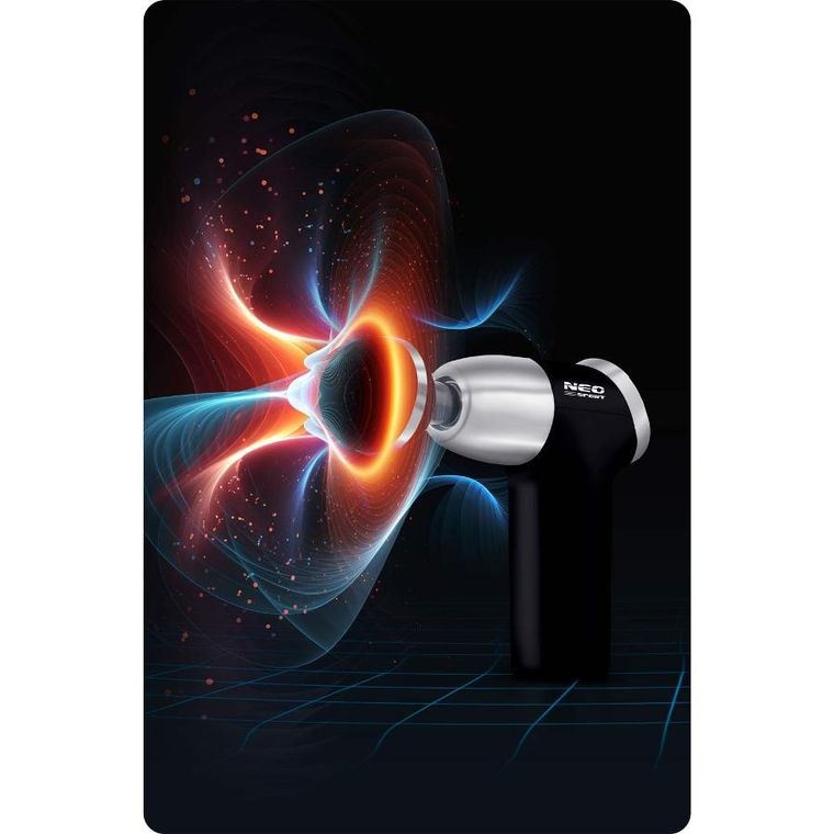 Neo-Sport, pistolet do masażu ciała, 8 nakładek, czarny