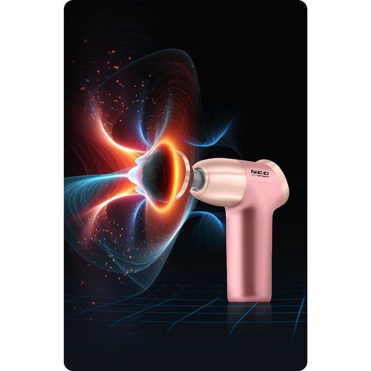 Neo-Sport, pistolet do masażu ciała, 8 nakładek, różowy, NS-500