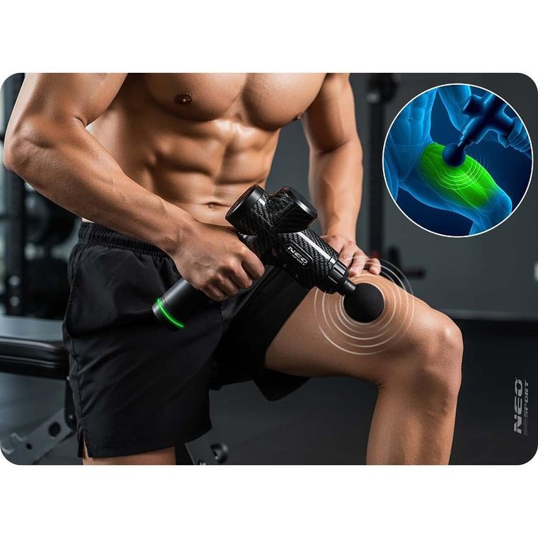 Neo-Sport, pistolet do masażu ciała, czarny, 9 nakładek, NS-503