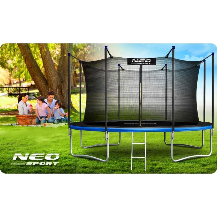 Neo-Sport, trampolina ogrodowa z siatką wewnętrzną i drabinką, 465 cm
