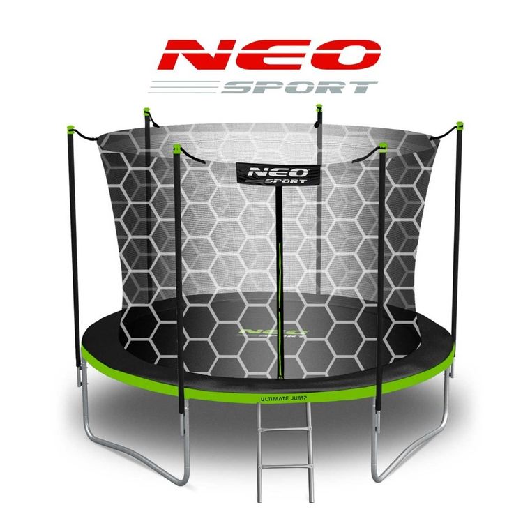 Neo-Sport, trampolina ogrodowa z siatką wewnętrzną i drabinką, 8ft/252 cm