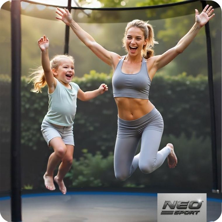 Neo-Sport, trampolina ogrodowa z siatką zewnętrzną i drabinką, 13ft/404 cm