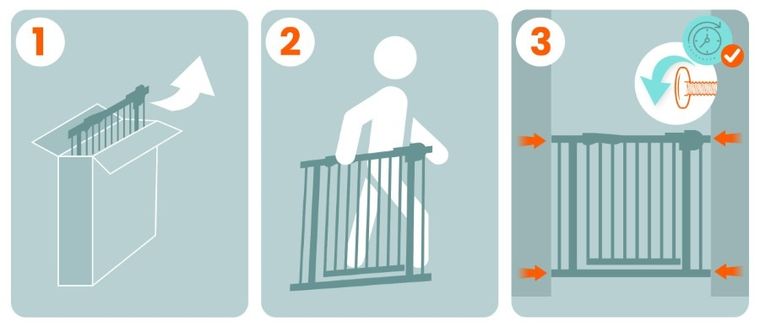 Nukido, barierka, bramka zabezpieczająca, biała, 75-105 cm