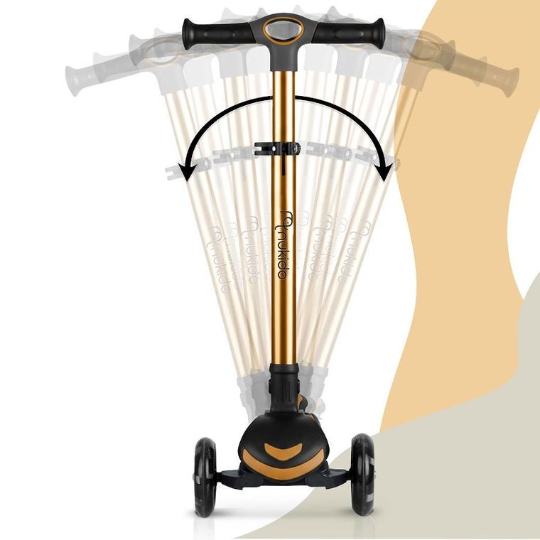 Nukido, Flippo, hulajnoga 3-kołowa, balansowa, z siedziskiem, złota