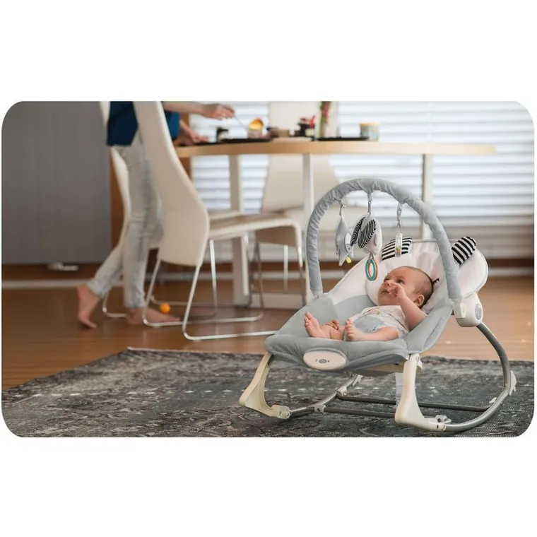 Nukido, leżaczek bujaczek z wibracją, szary