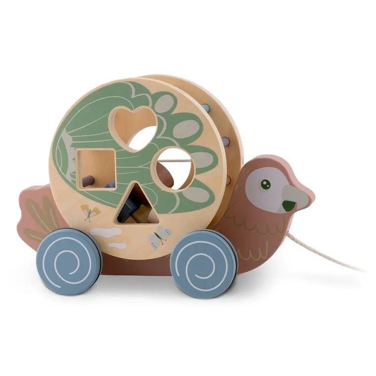 Nukido, Papuga, drewniana zabawka do ciągnięcia