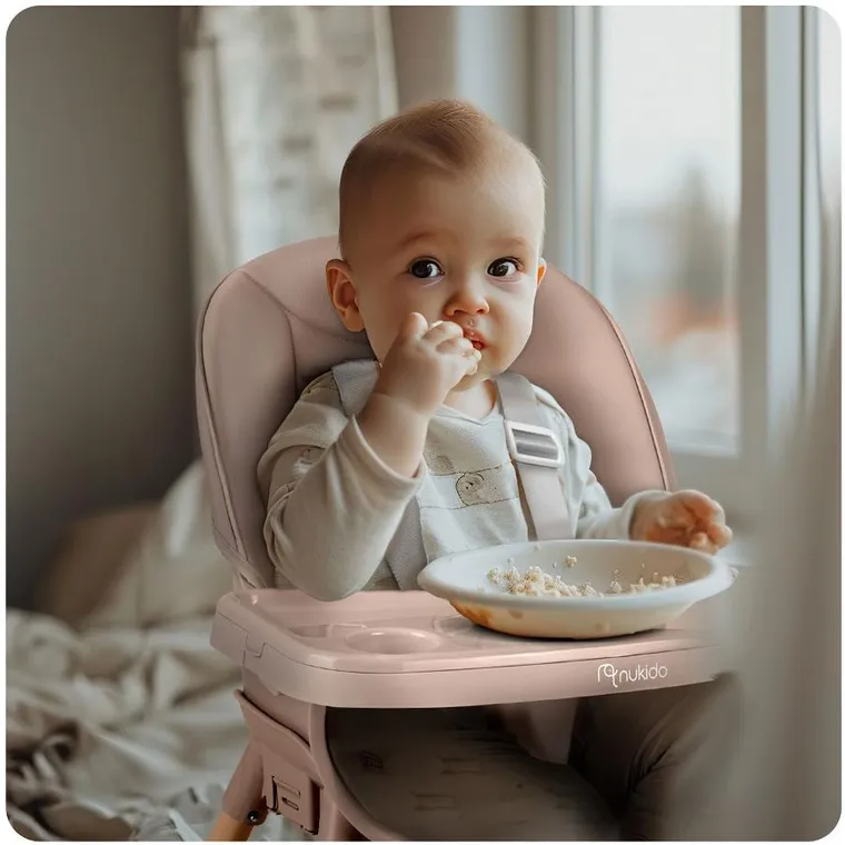 Nukido, Tilo, krzesełko do karmienia, różowe