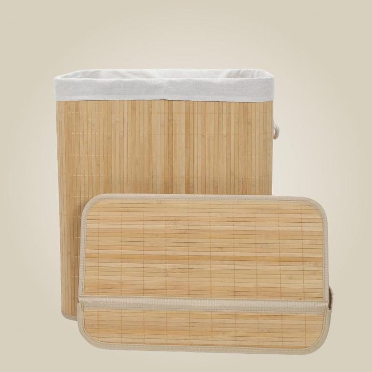 Nuxio, Arvi, bambusowy kosz na pranie, 2-komorowy, 100l