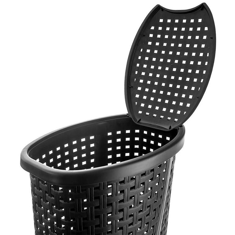 Orion, kosz na pranie z pokrywą, czarny, 45 l, 41-32-61 cm