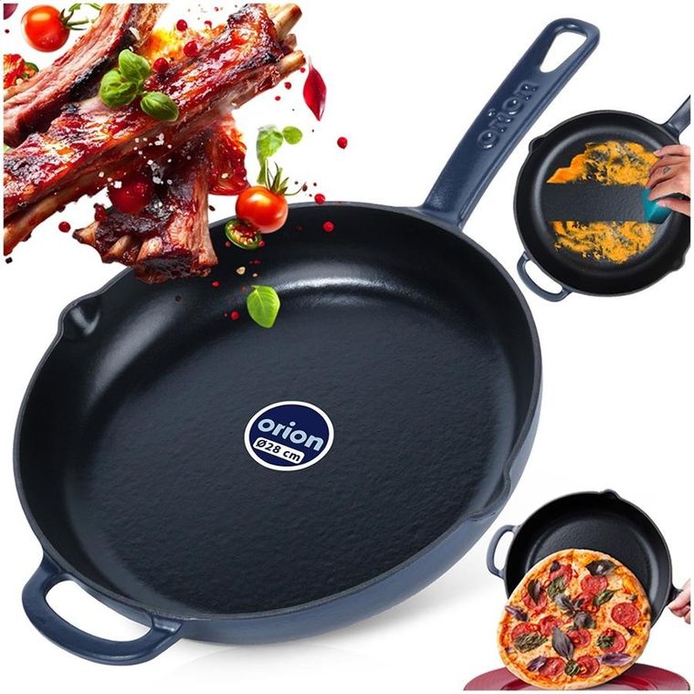 Orion, Litina, patelnia żeliwna emaliowana, 28 cm