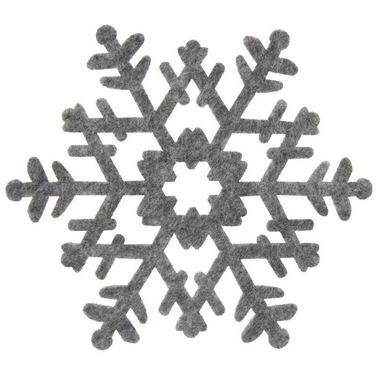 Orion, podstawka pod kubek, filcowa, szary płatek śniegu, 6 szt., 13.5 cm