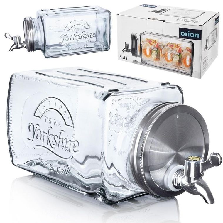 Orion, słój do napojów z kranikiem szklany do lodówki, 3.5 l