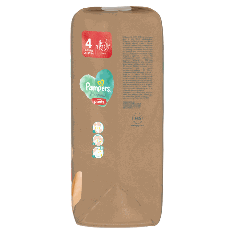 Pampers, Harmonie Baby, pieluchomajtki, rozmiar 4, 9-15 kg, 22 szt.