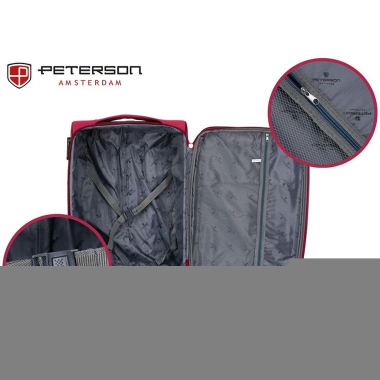 Peterson, walizka kabinowa, czerwono-niebieska, 58 cm