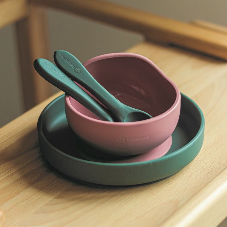 Petite&Mars, Take&Match, silikonowe sztućce, Misty Green, 6m+