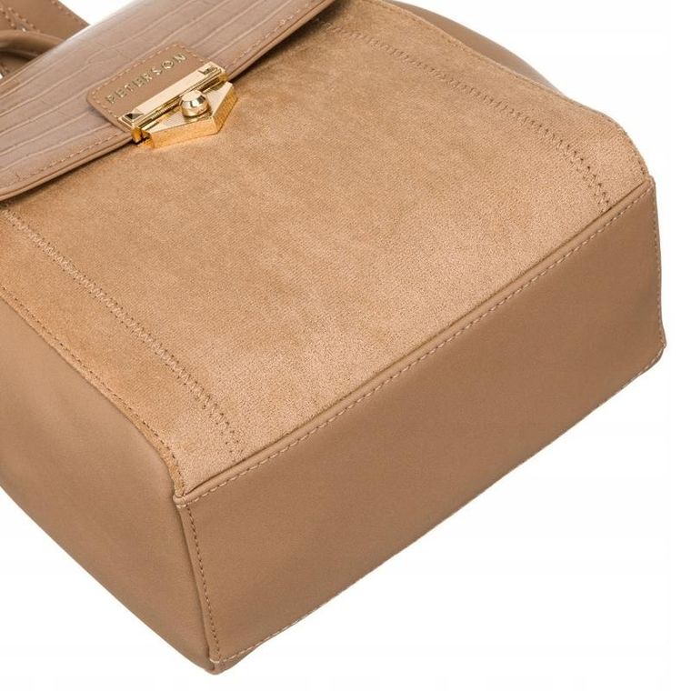 Plecak, beżowy, skóra ekologiczna, Peterson