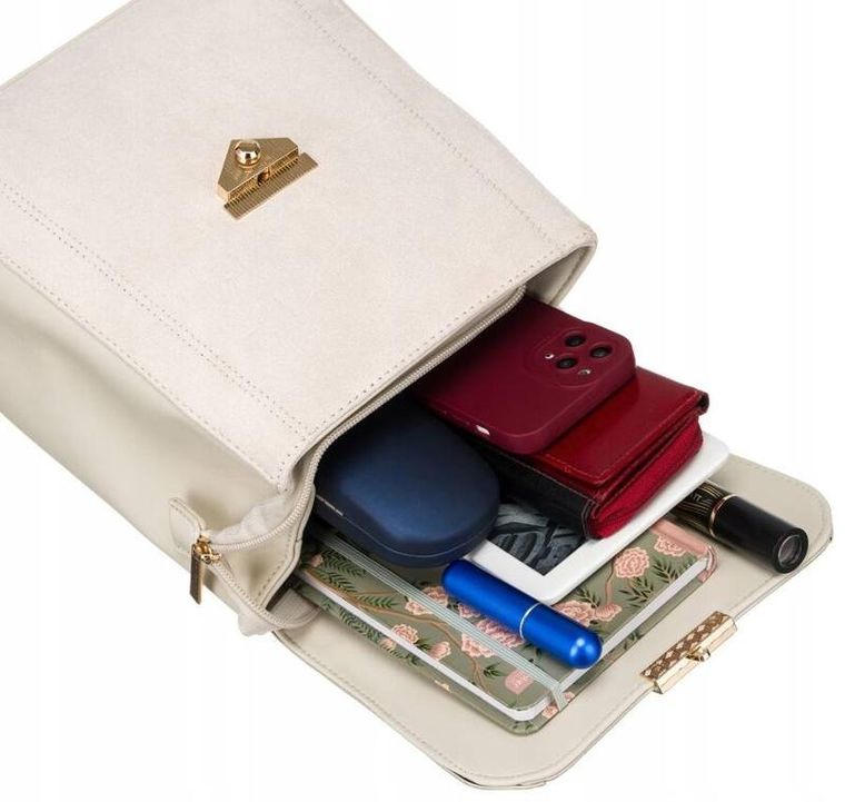 Plecak, beżowy, skóra ekologiczna, Peterson