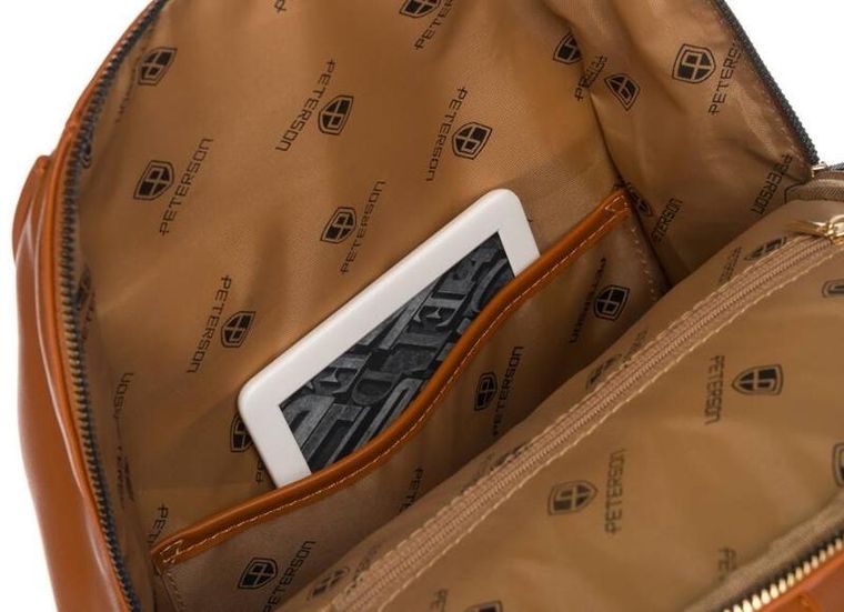 Plecak, brązowy, skóra ekologiczna, Peterson