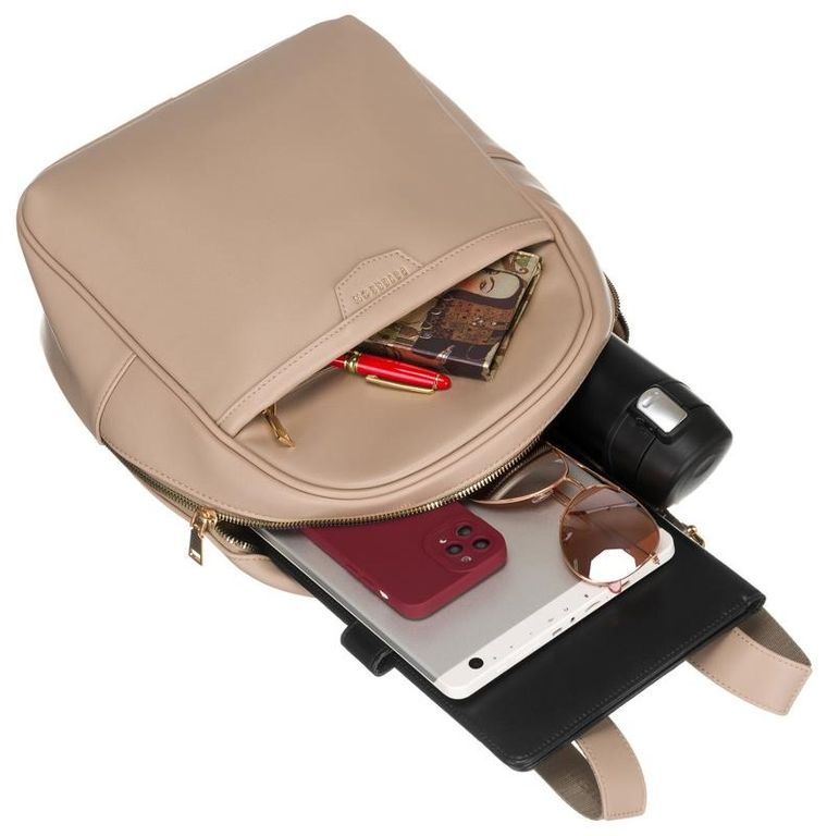 Plecak damski, beżowy, skóra ekologiczna, Peterson