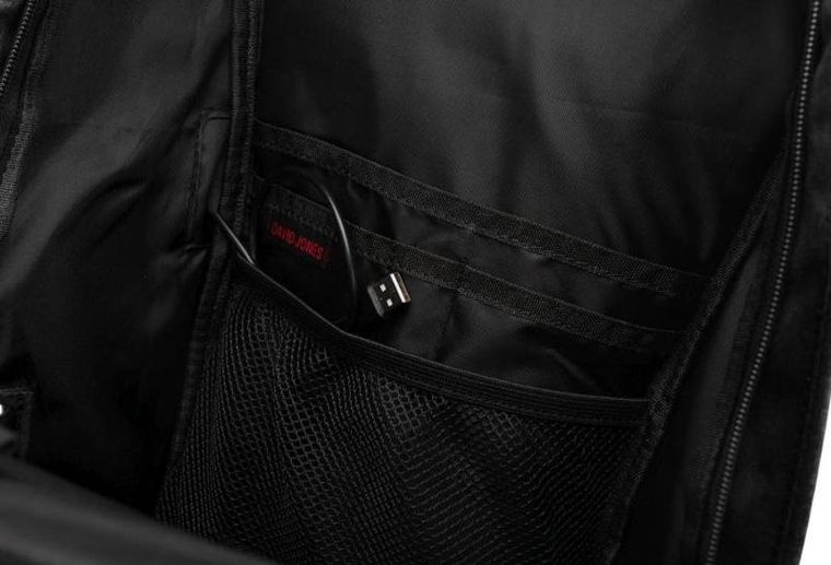 Plecak na laptopa, czarny, port USB, David Jones, David Jones