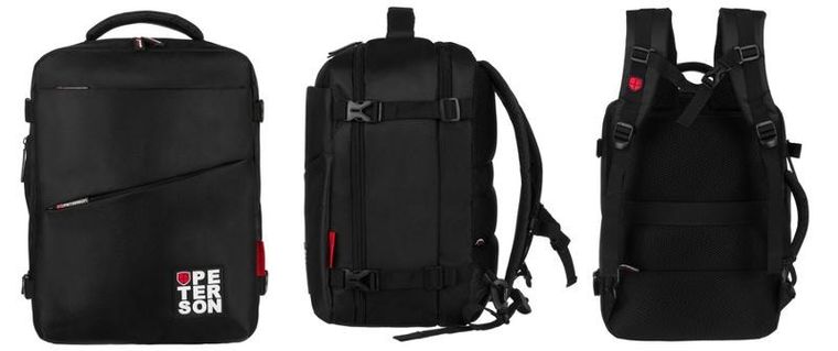 Plecak podróżny, bagaż podręczny do samolotu, czarny, Peterson