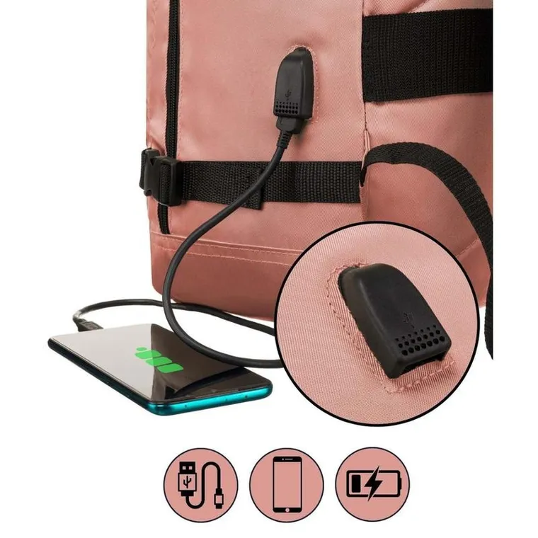 Plecak podróżny, bagaż podręczny do samolotu, różowy, Peterson