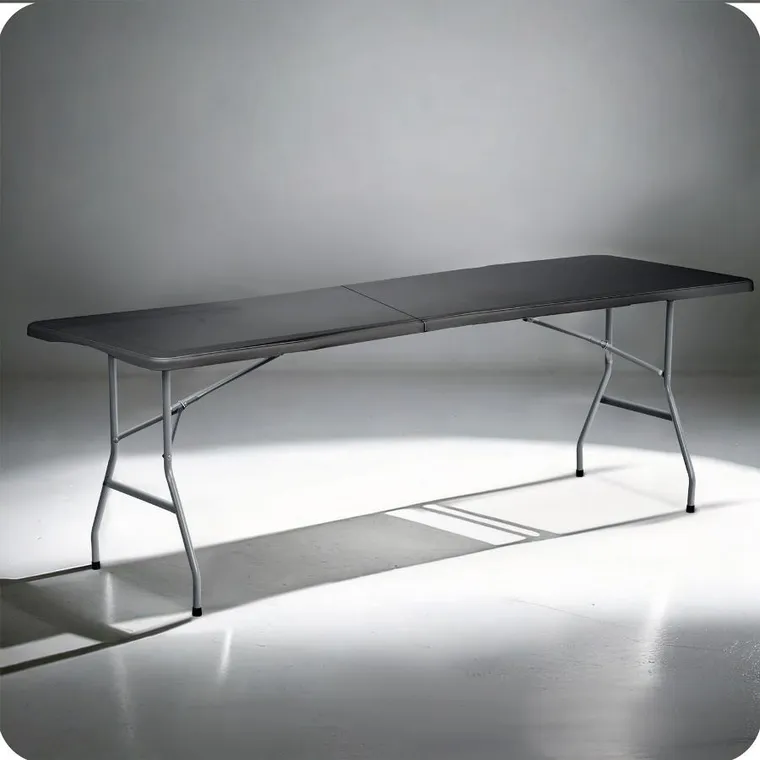 Plonos, stół cateringowy ogrodowy składany, czarny, 244 cm