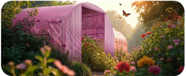 Plonos, tunel ogrodowy 2,5-4m, 10m2, różowy