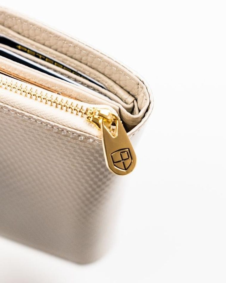 Portfel, beżowy, skórzany, Peterson