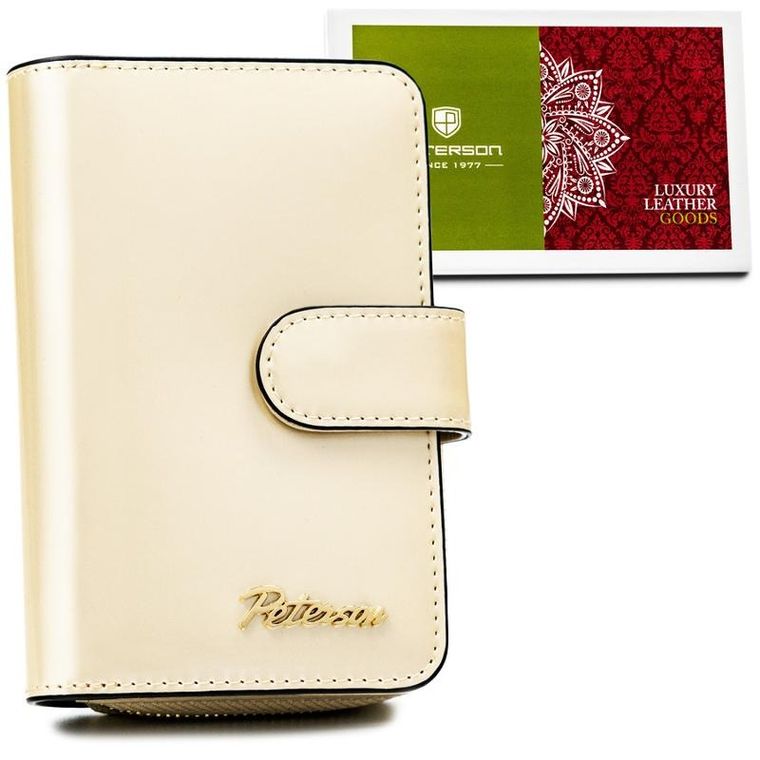 Portfel, beżowy, skórzany, Peterson