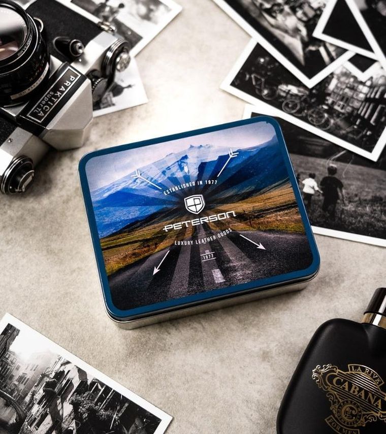 Portfel, brązowy, skórzany, byk, Peterson