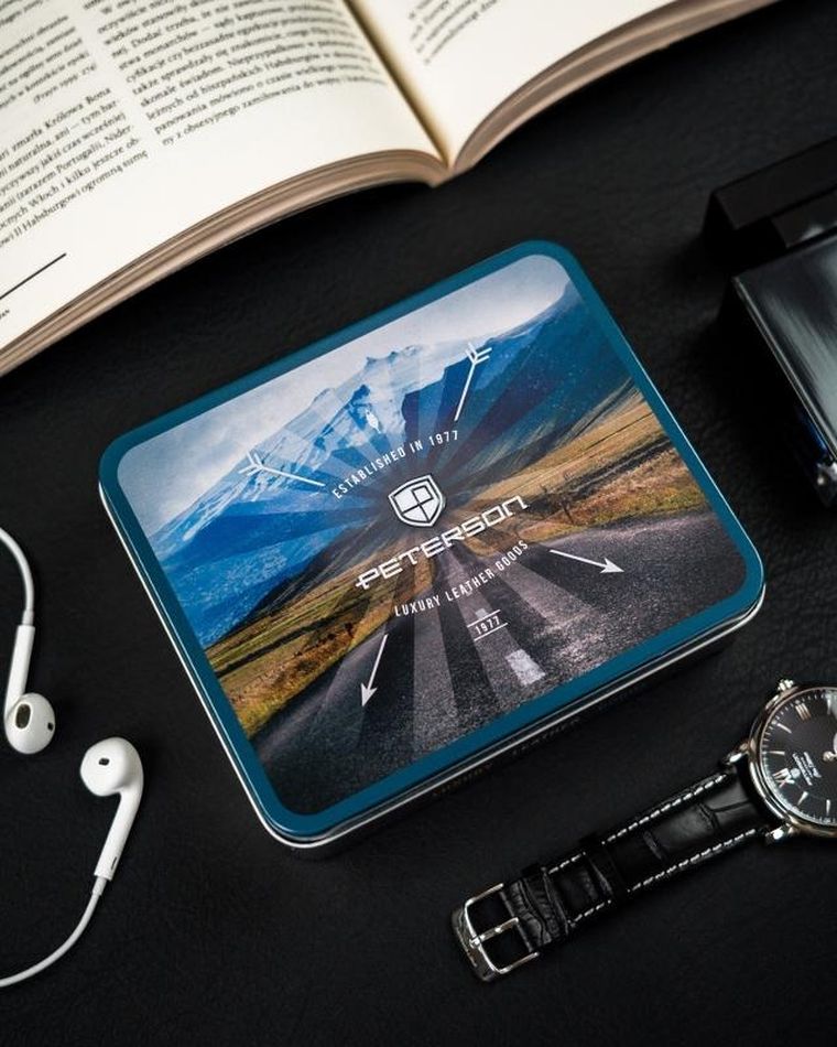 Portfel, brązowy, skórzany, RFID, Peterson