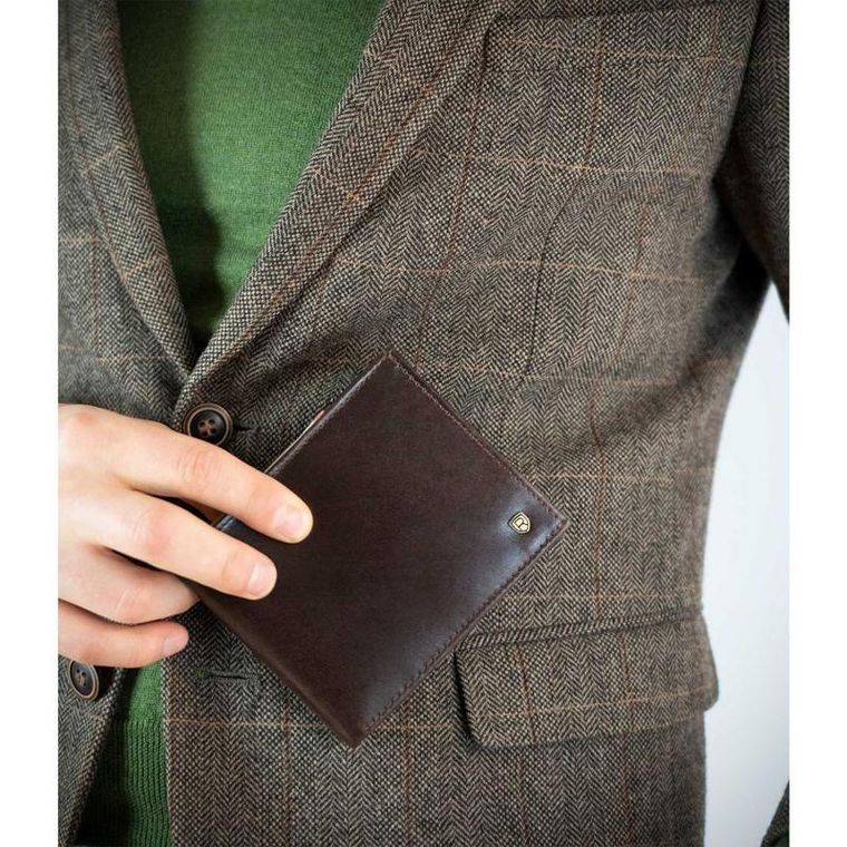 Portfel, brązowy, skórzany, RFID, Rovicky