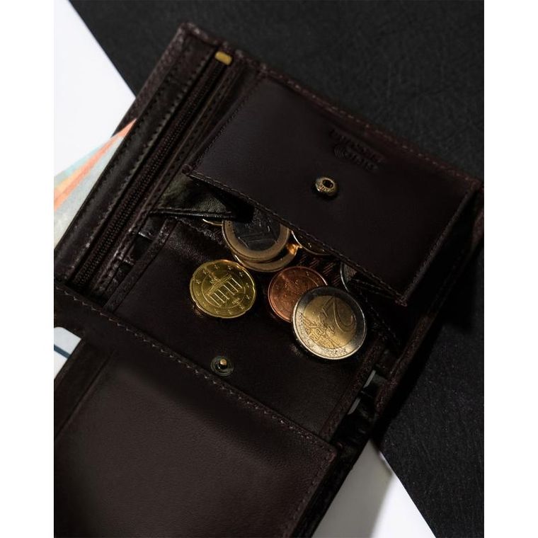 Portfel, brązowy, skórzany, RFID, Rovicky