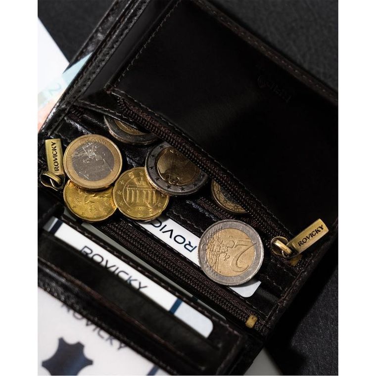 Portfel, brązowy, skórzany, Rovicky