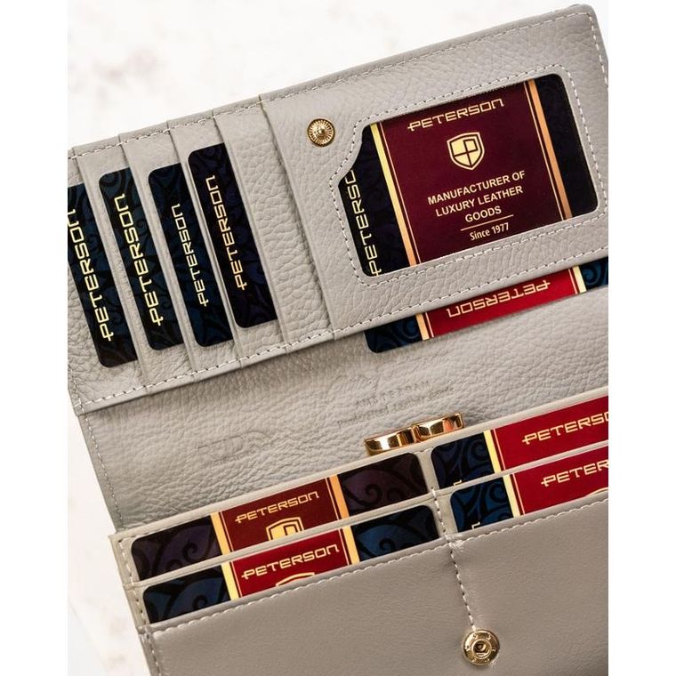 Portfel, czarno-biały, skórzany, Peterson