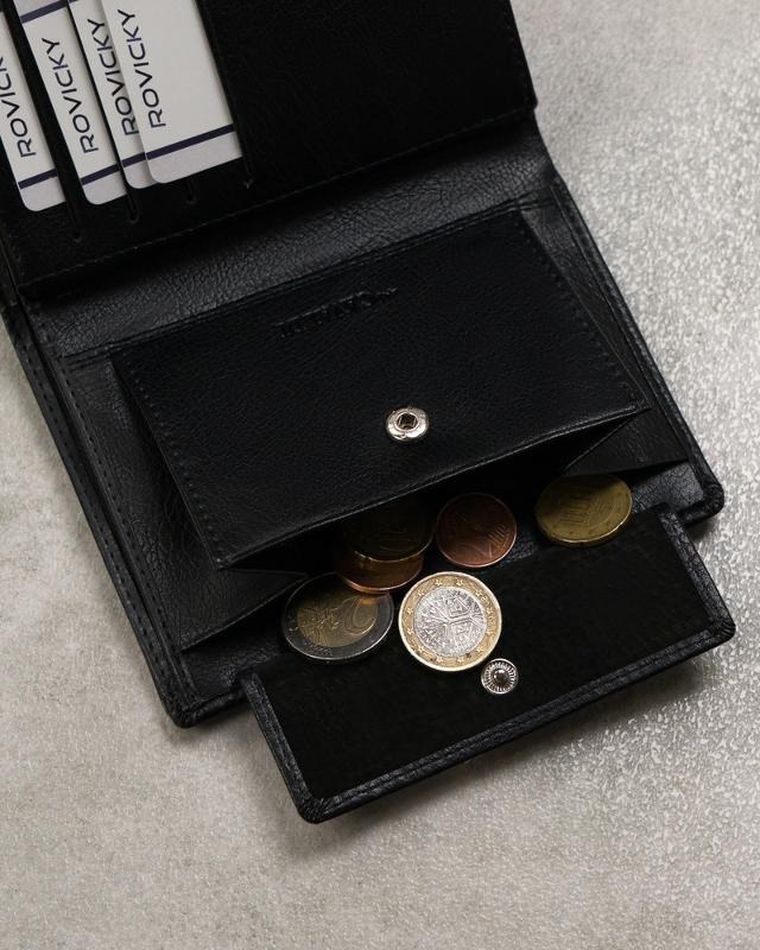 Portfel, czarny, skóra ekologiczna, Cavaldi