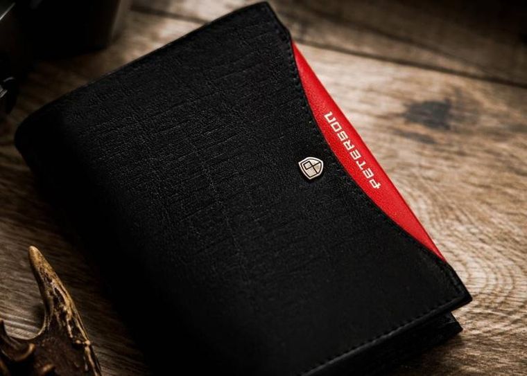 Portfel, czarny, skórzany, RFID, Peterson