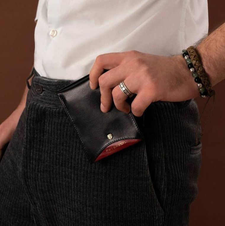 Portfel, czarny, skórzany, RFID, Peterson