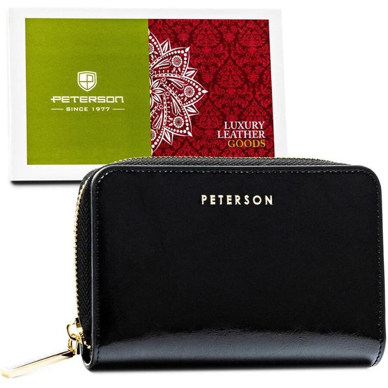 Portfel, czarny, skórzany, RFID, Peterson