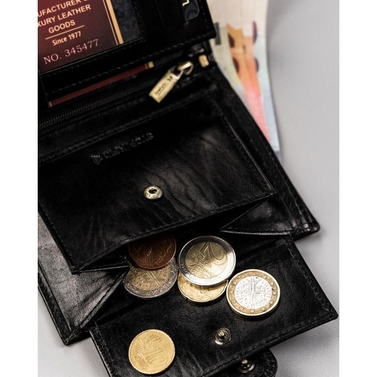 Portfel, czarny, skórzany, RFID, Peterson