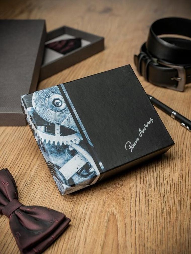 Portfel, czarny, skórzany, RFID, Pierre Andreus