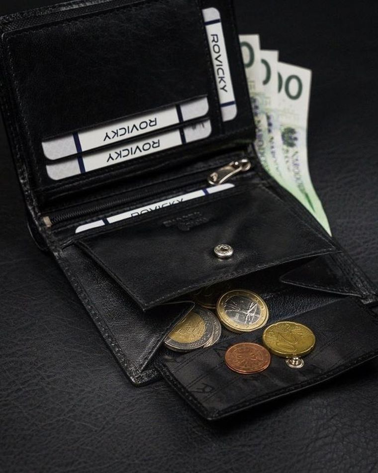 Portfel, czarny, skórzany, RFID, Rovicky