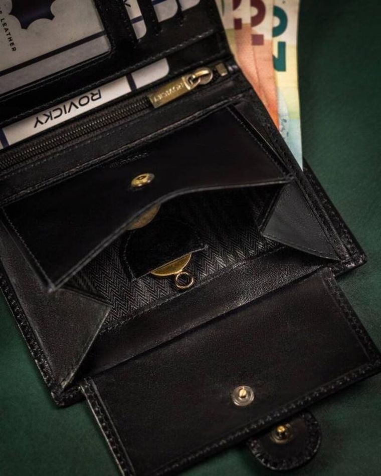 Portfel, czarny, skórzany, RFID, Rovicky