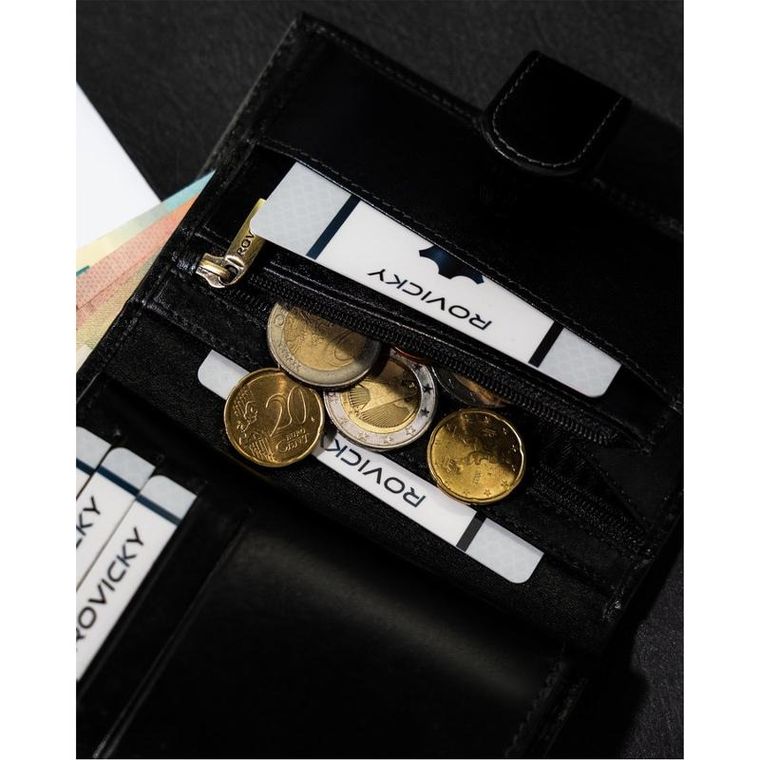 Portfel, czarny, skórzany, RFID, Rovicky