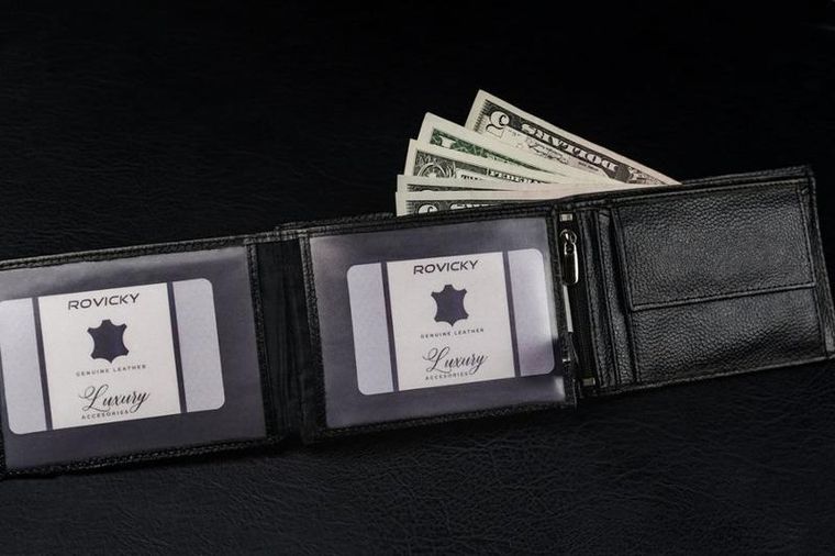 Portfel, czarny, skórzany, Ronaldo