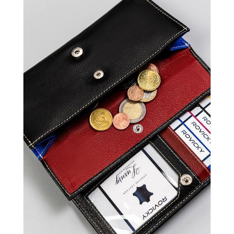 Portfel, czarny, skórzany, Rovicky