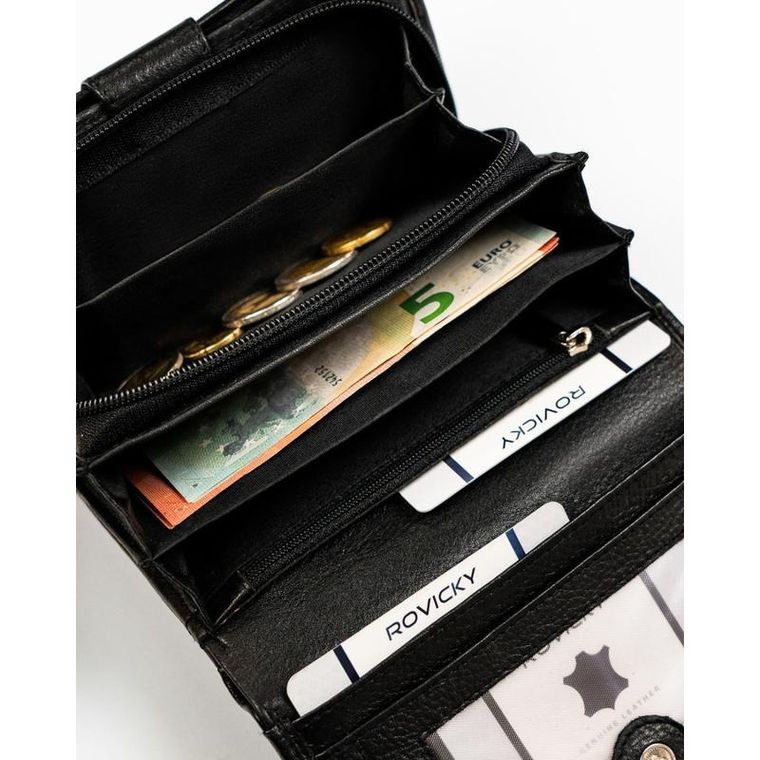 Portfel, czarny, skórzany, Rovicky