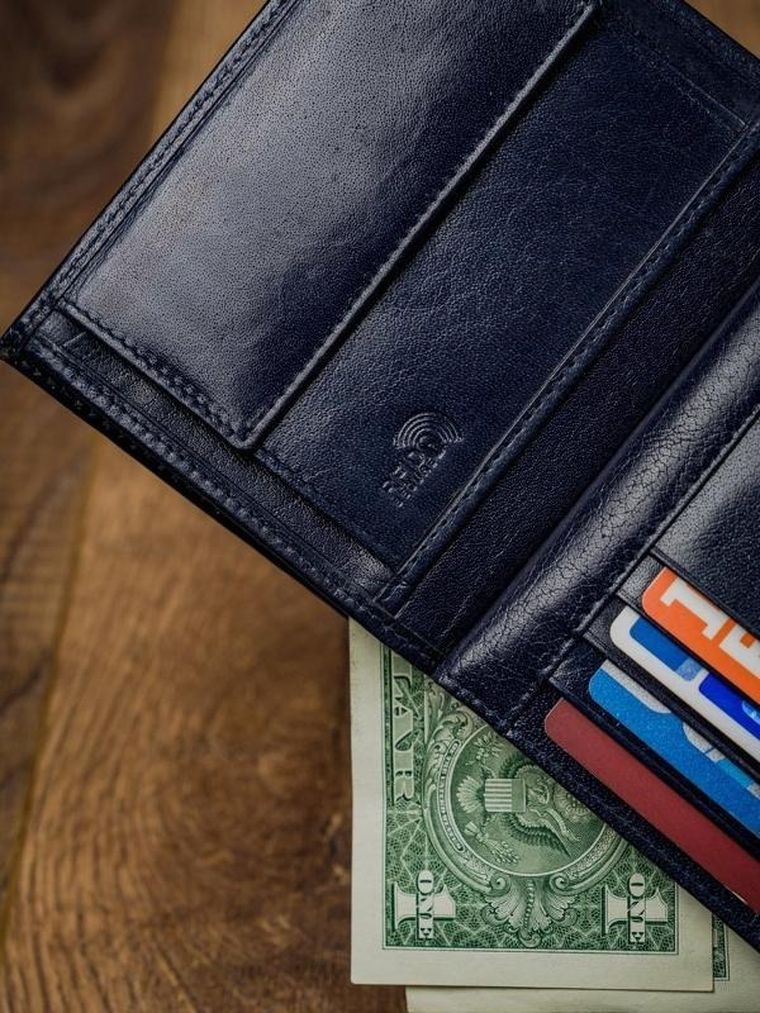 Portfel, czerwono-granatowy, skórzany, RFID, Rovicky