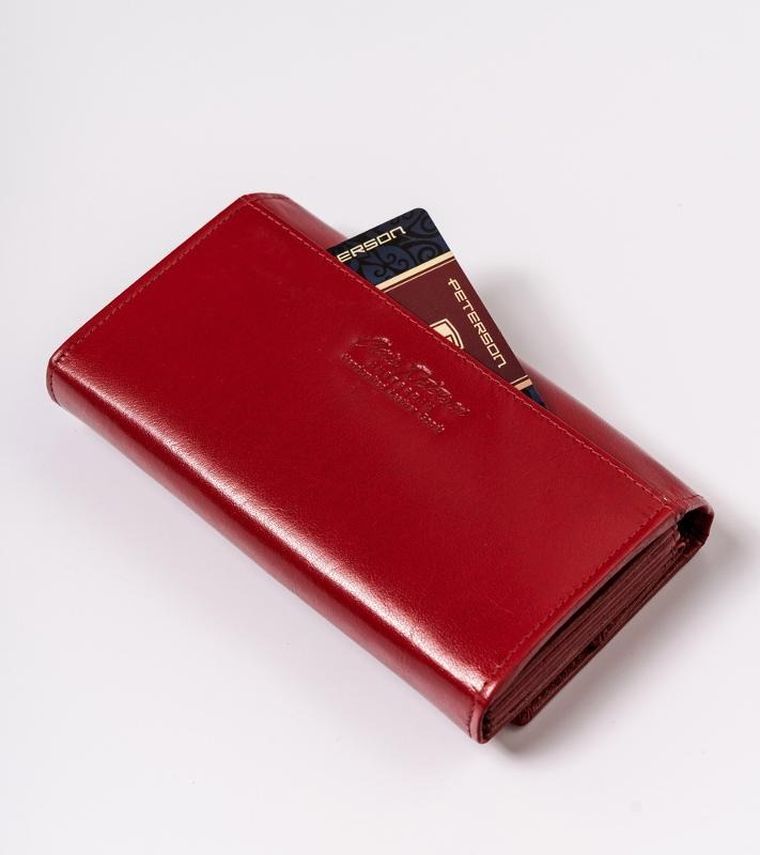 Portfel, czerwony, skórzany, Peterson